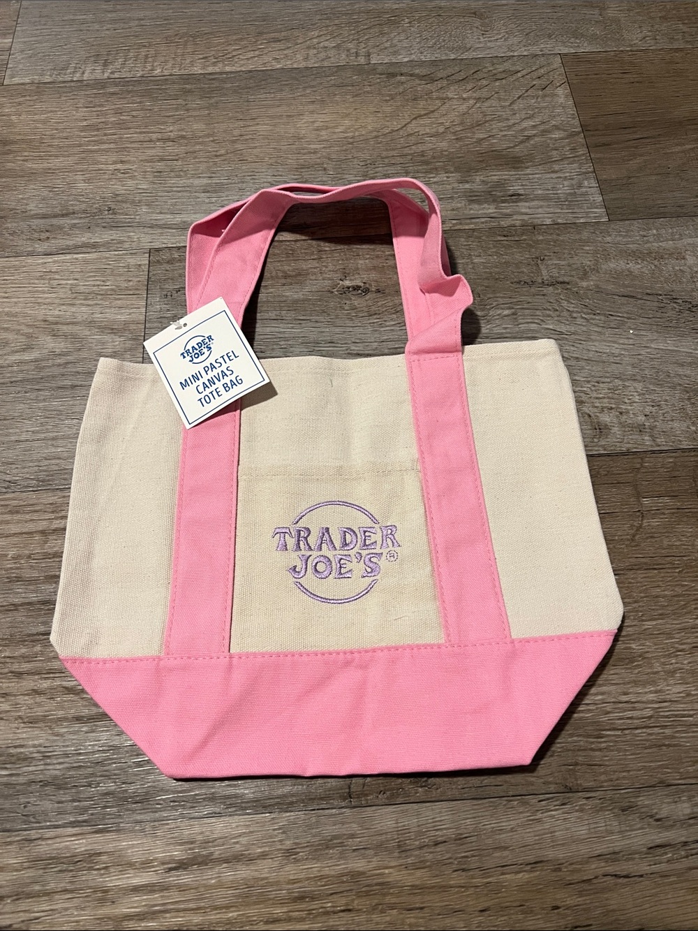 Trader Joe's Pink & Cream Canvas Mini Tote